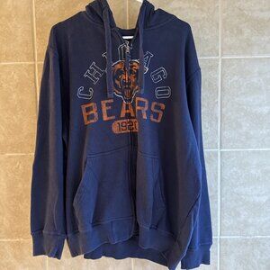 Hands High NFL Chicago Bears Full Zip Hoodie Sweatshirt Jacket XL Navy Orange